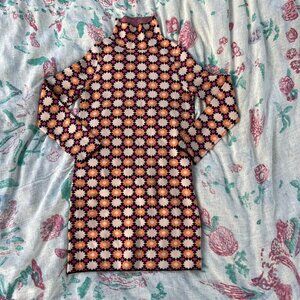 anthropologie maeve retro floral sweater mini dress